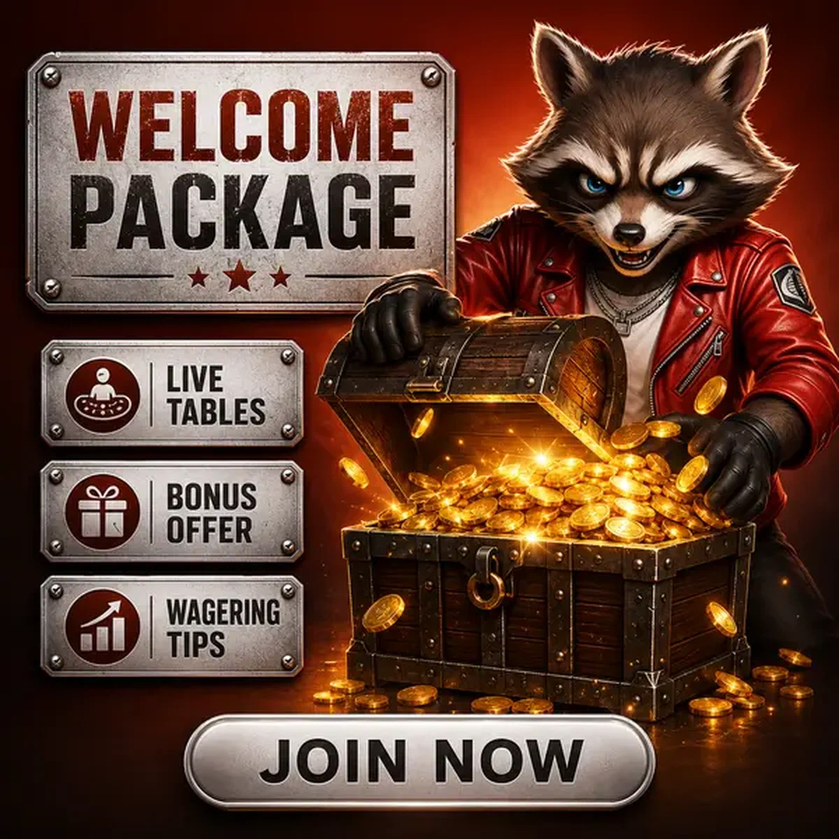 Il procione temerario rivela un forziere traboccante d'oro ai tavoli del live casino Rockyspin